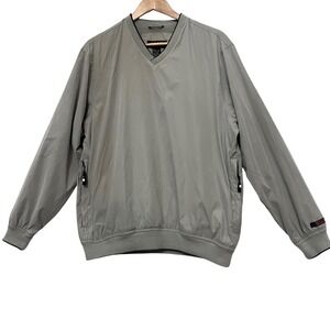 IZOD XFG Mens Pullover Golf Windbreaker Jacket Gray V Neck Zip Pockets Size M‎
